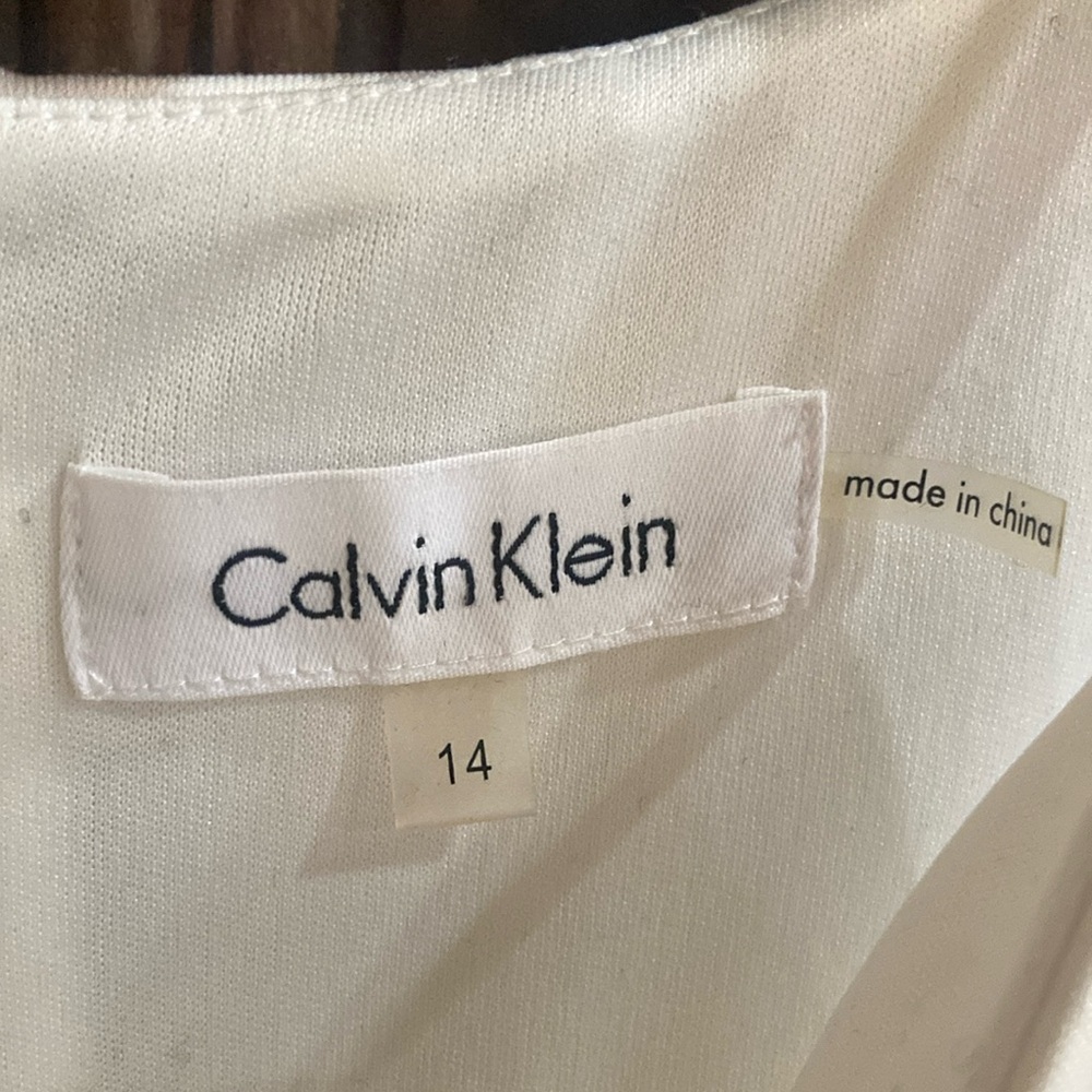 Calvin Klein White Dress with Pink, Yellow, and Gray Floral Print - Picture 4 of 8